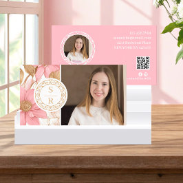 Cartão De Visita Monograma Botânico Floral de Luxo Marca do logotip