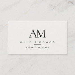 Cartão de Visita Monograma Branco Elegante Minimal