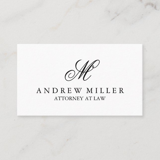 Cartão De Visita Monograma branco profissional elegante (Frente)