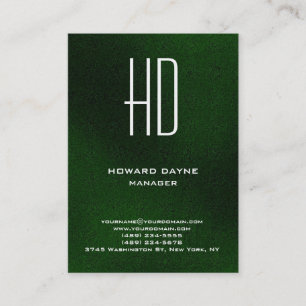 Cartão De Visita Monograma branco verde simples e moderno e simples