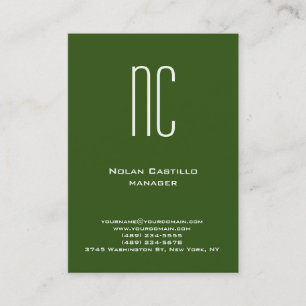 Cartão De Visita Monograma branco verde simples e simples único
