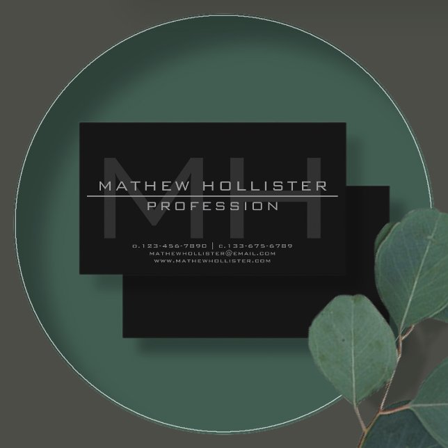 Cartão De Visita Monograma, Cinza e preto (Criador carregado)