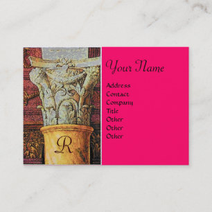 Cartão De Visita MONOGRAMA CLÁSSICA, rosa brilhante, fúcsia