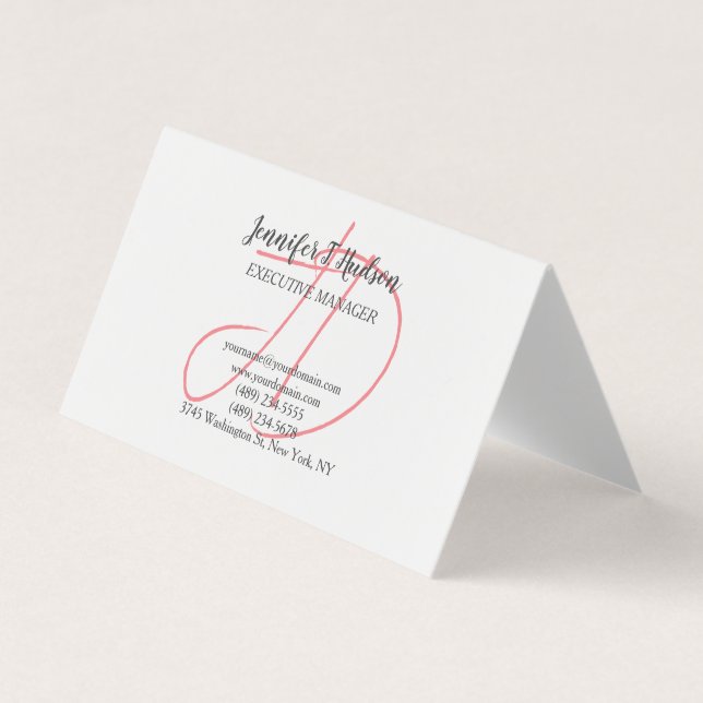 Cartão De Visita Monograma clássico de tendências da caligrafia (Frente)