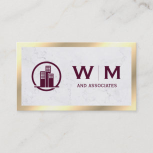 Cartão De Visita Monograma clássico executivo Dourado  Empresa