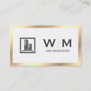 Cartão De Visita Monograma clássico executivo Dourado  Empresa
