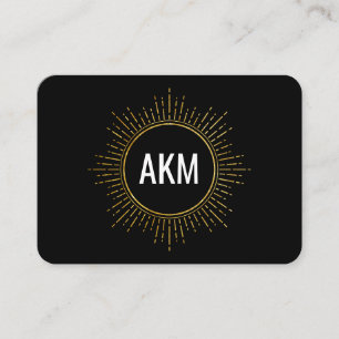 Cartão De Visita Monograma com Elementos Iluminados Dourados Falsos