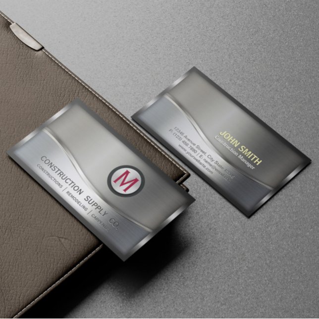 Cartão De Visita Monograma com estrutura metálica de construção (Criador carregado)