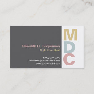 Cartão De Visita Monograma corajoso colorido