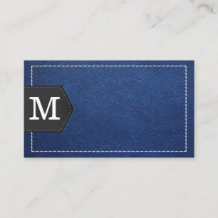 Cartão De Visita Monograma Couro e Patch Azuis