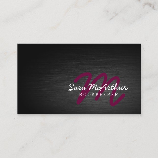 Cartão De Visita Monograma Cursivo Escuro dos Serviços Financeiros  (Frente)