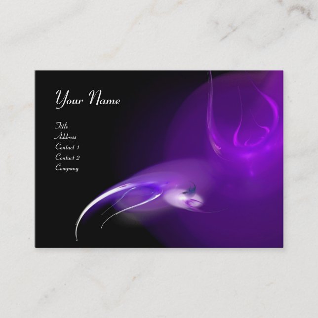 Cartão De Visita MONOGRAMA DA AVE LUZ Violeta negra vibrante (Frente)