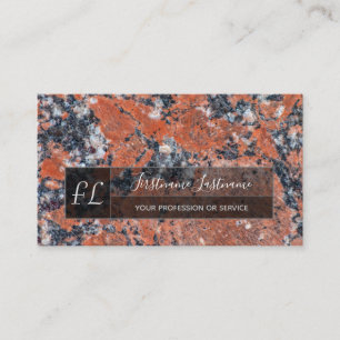 Cartão De Visita Monograma da estrutura do mármore preto vermelho e