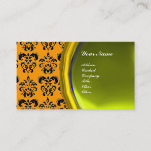 Cartão De Visita MONOGRAMA DA PEDRA GEM DAMASK,topaz amarelo,violet