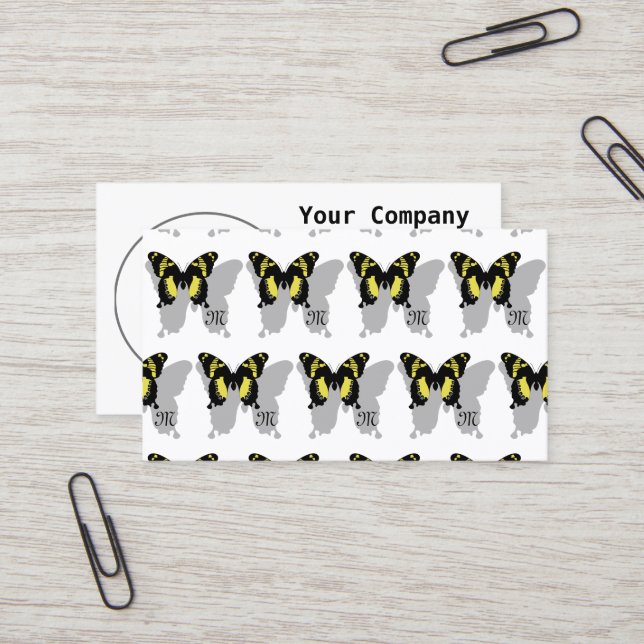 Cartão De Visita Monograma da Sombra da Borboleta Jamaica (Frente/Verso In Situ)