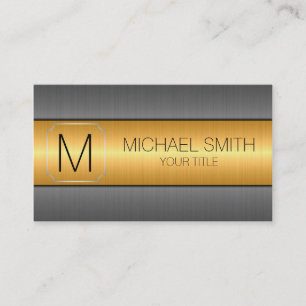 Cartão De Visita Monograma de aço inoxidável luxuoso Dourado #2 d