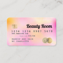 Cartão De Visita Monograma de beleza rosada rosada e girada com car