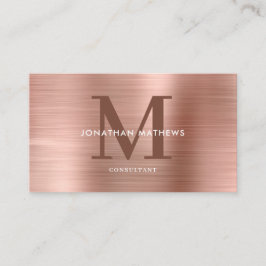 Cartão De Visita Monograma de Blush de Metal Brutado Moderno