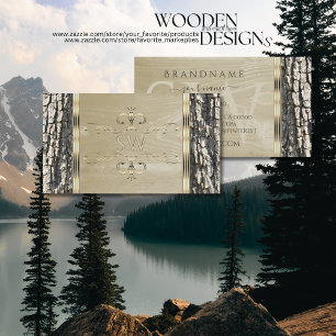 Cartão De Visita Monograma de Borda Dourada do Ornamentado de Grão