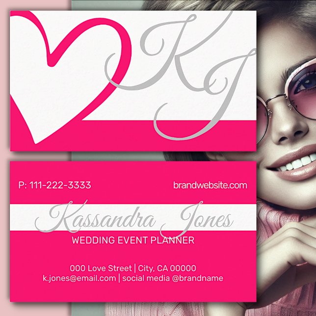 Cartão De Visita Monograma de Caligrafia Cinematográfica Branca Bri (Criador carregado)