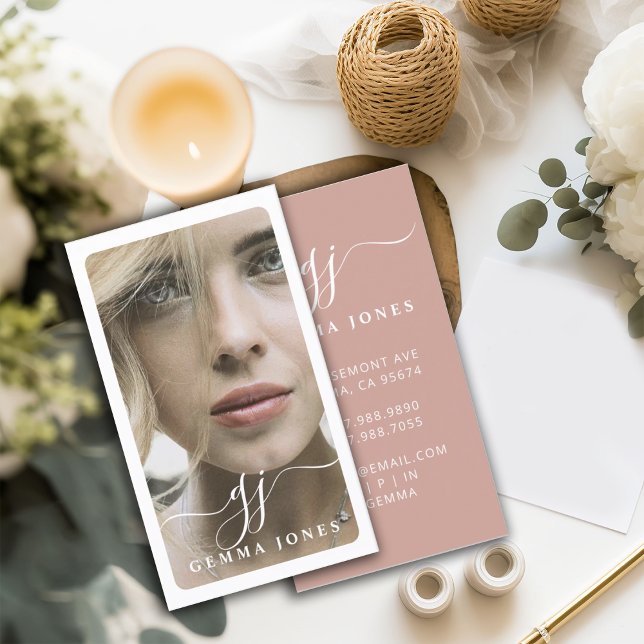 Cartão De Visita Monograma de Caligrafia de Script de Fotografia El (Criador carregado)