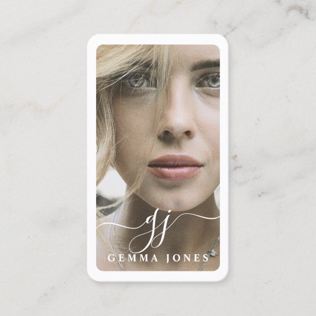 Cartão De Visita Monograma de Caligrafia de Script de Fotografia El (Frente)