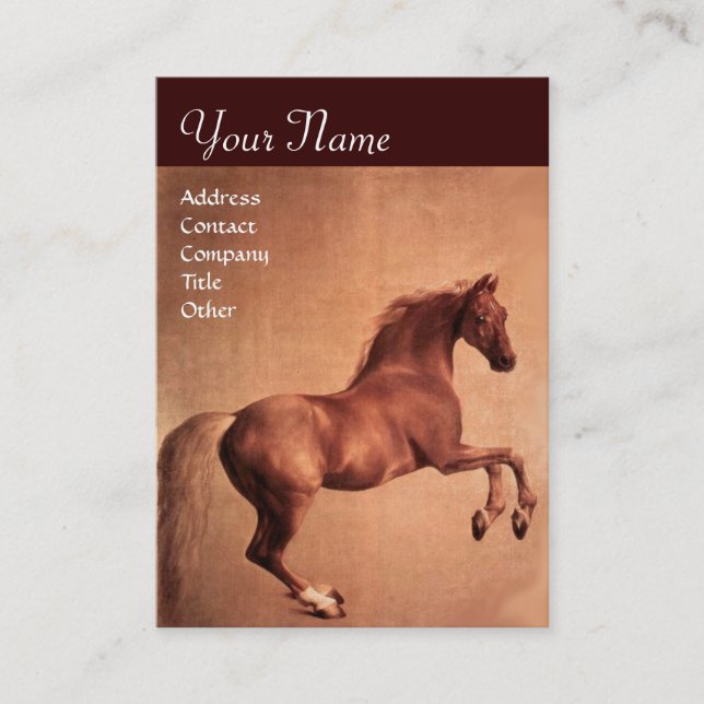 Cartão De Visita Monograma de CAVALOS VERMELHOS (Frente)