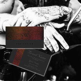 Cartão De Visita Monograma de Cinzas Escuras de Padrão de Gradiente