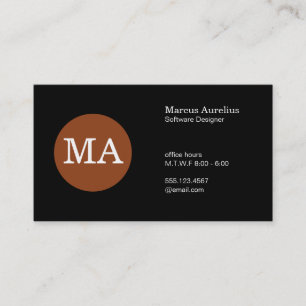Cartão De Visita Monograma de Círculo de Bronze de Serif Type
