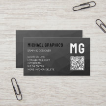 Monograma de código QR com padrão de malha geométr