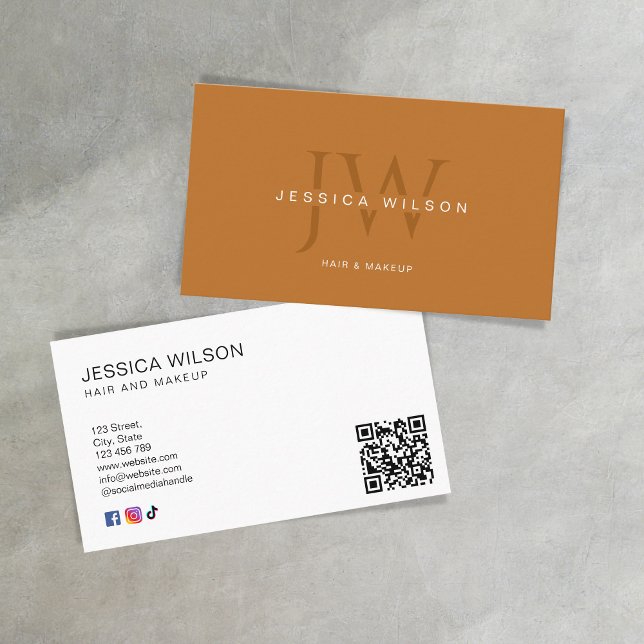 Cartão De Visita Monograma de Código QR da Empresa Profissional Mod (Criador carregado)