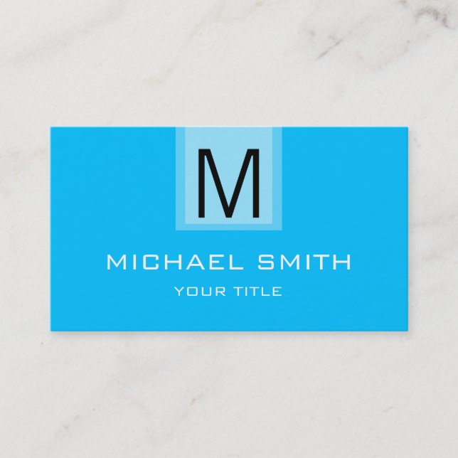 Cartão De Visita Monograma de cor sólida azul-escuro profissional (Frente)