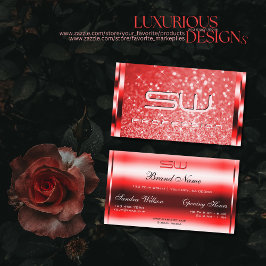 Cartão De Visita Monograma de Estrelas Luminosas Luminosas da Ruby 