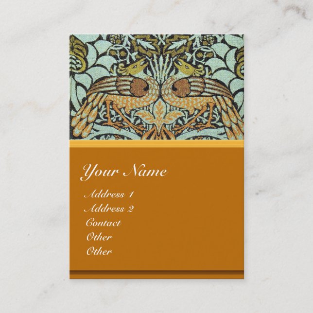 CARTÃO DE VISITA MONOGRAMA DE FLORES, PEACOCKS E DRAGÕES (Frente)