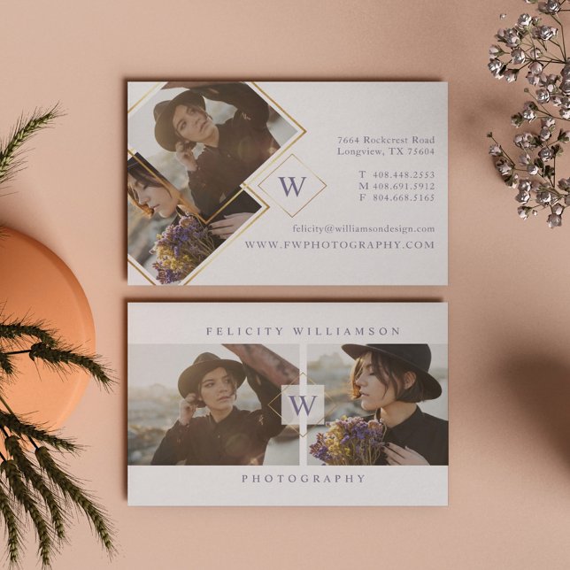 Cartão De Visita Monograma de Fotografia Moderna e Mínima 2 (Criador carregado)