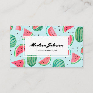 Cartão De Visita Monograma de Fruta Melancia Personalizado Cartõe