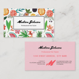 Cartão De Visita Monograma de Fruta Tropical Personalizado | CARTÕE