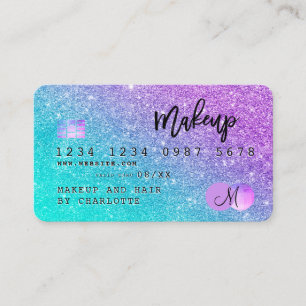 Cartão De Visita Monograma de glitter de impressão de cabelo de ca