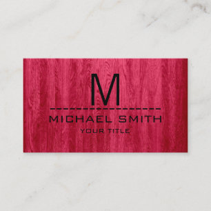 Cartão De Visita Monograma de Grãos de Madeira Vermelha Moderna Pro