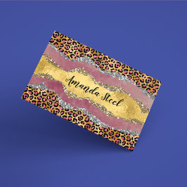 Cartão De Visita Monograma de impressão digital elegante de rosa co