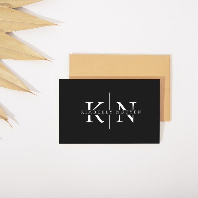 Cartão De Visita Monograma de Iniciais de Nome Elegante Moderno (Criador carregado)