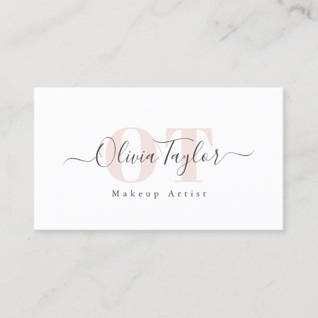 Cartão De Visita Monograma de Lâmpada de Script Moderno Mínimo Prof (Frente)