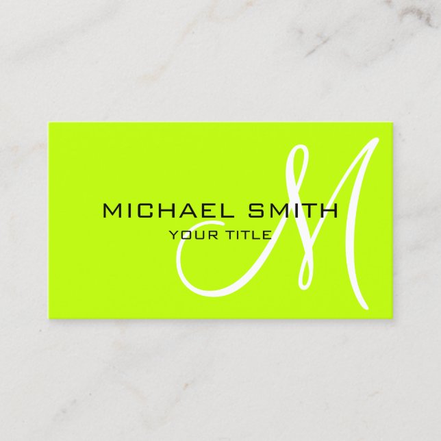 Cartão De Visita Monograma de Limão profissional mínimo (Frente)