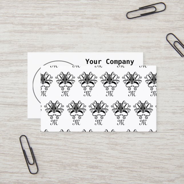 Cartão De Visita Monograma de Lulas de cinza (Frente/Verso In Situ)