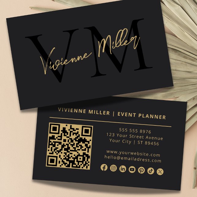 Cartão De Visita Monograma de Marketing profissional mínimo moderno (Criador carregado)