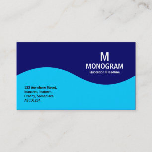 Cartão De Visita Monograma de meia onda - azul-céu e azuis marinho