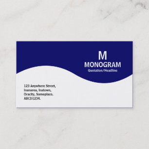 Cartão De Visita Monograma de meia onda - Azul escuro 000066