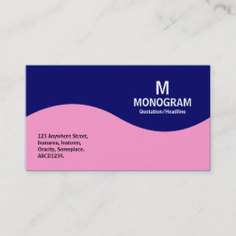 Cartão De Visita Monograma de meia onda - Rosa com azul escuro