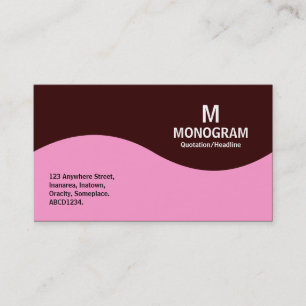 Cartão De Visita Monograma de meia onda - Rosa com castanho escuro