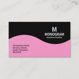 Cartão De Visita Monograma de meia onda - Rosa com preto